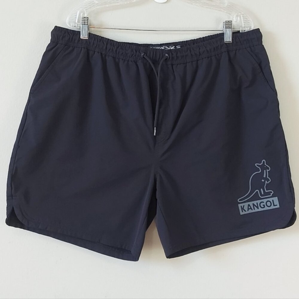 Kangol Men Trunks Board Swim Shorts XXL Black Tonal Cargo Swimwear Drawstring